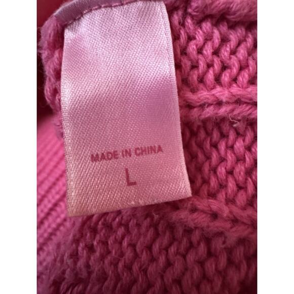 VS Y2K Varsity Sweater Bright Pink Preppy Barbiecore Academia Nerdy Size L - Picture 9 of 11